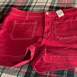 Red Women's Denim Shorts